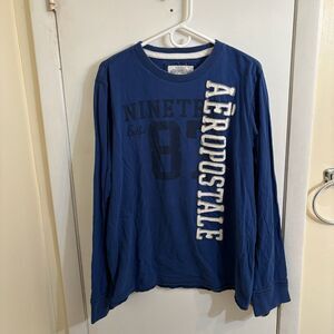 Men's Aeropostale Long Sleeve Graphic T-Shirt XL Blue